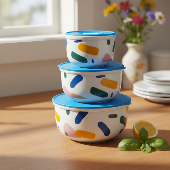 Metal Tupperware Set - 3 Pcs	